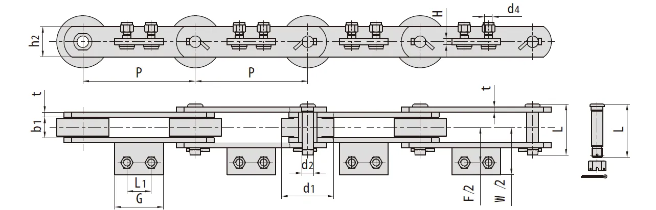 Bottle Washer Conveyor Chains for Glass Bottles Cleaning Production Line