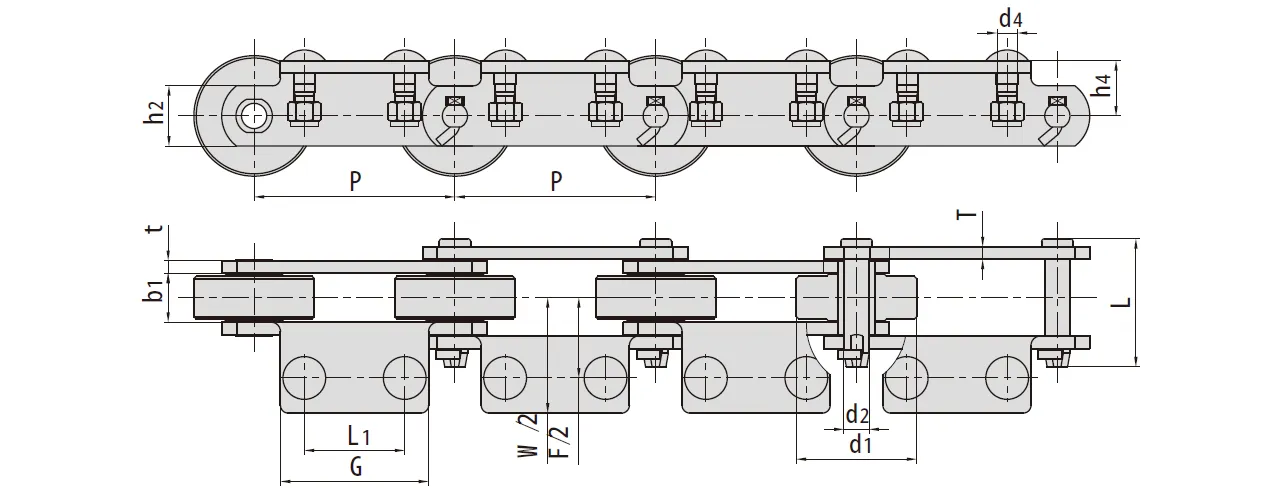 Bottle Washer Conveyor Chains for Glass Bottles Cleaning Production Line