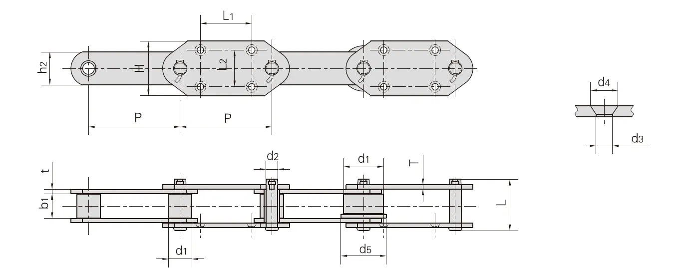 Bucket Elevator Chains P150F47 P152F41 P200F64 P250F6 P300F1 P300F9 for Cement Industry