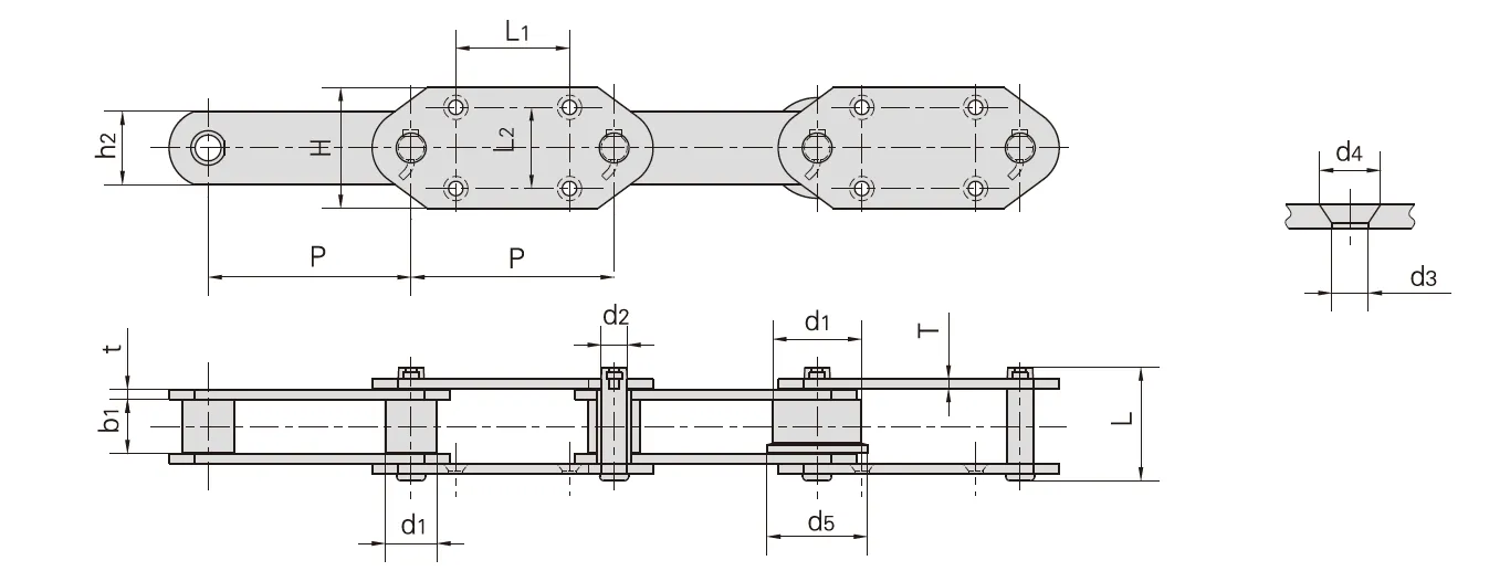 Bucket Elevator Chains P150F47 P152F41 P200F64 P250F6 P300F1 P300F9 for Cement Industry