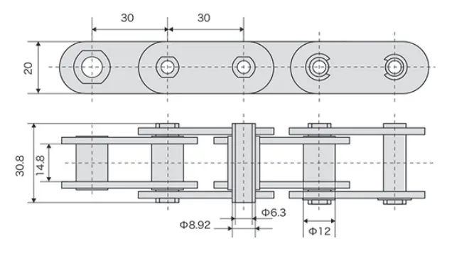 C30SS Stainless Steel Hollow Pin Chain