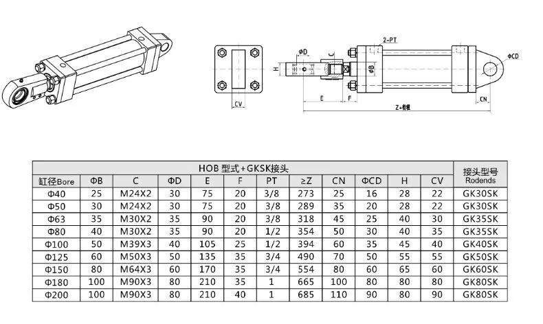 CA Monaural Type Gksk Joint  Earring Connector Heavy Rod Hydraulic Cylinder