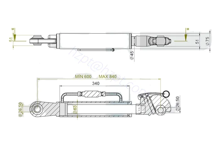Cat 2 Hook Hydraulic Top Link 600-840mm for Ford New Holland John Deere Tractor