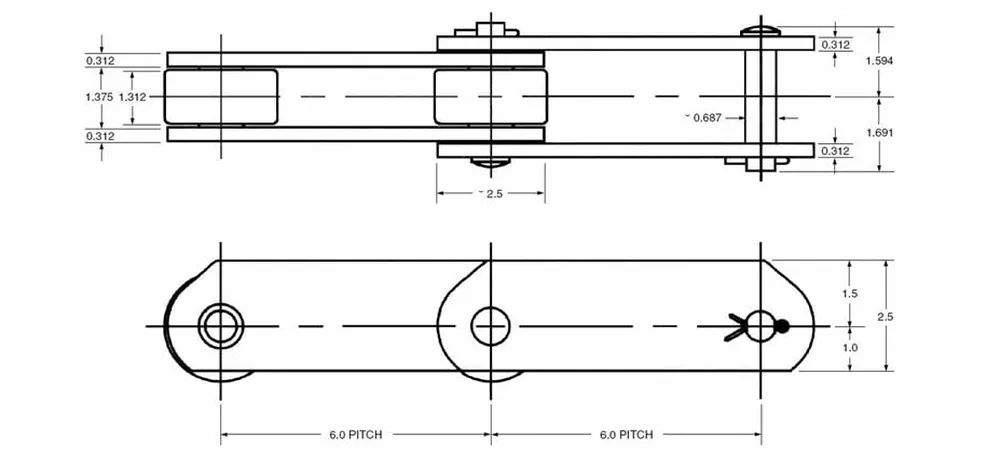 CC5 Conveyor Chain (CC5 Chain) for Car Washes and Citrus Processing