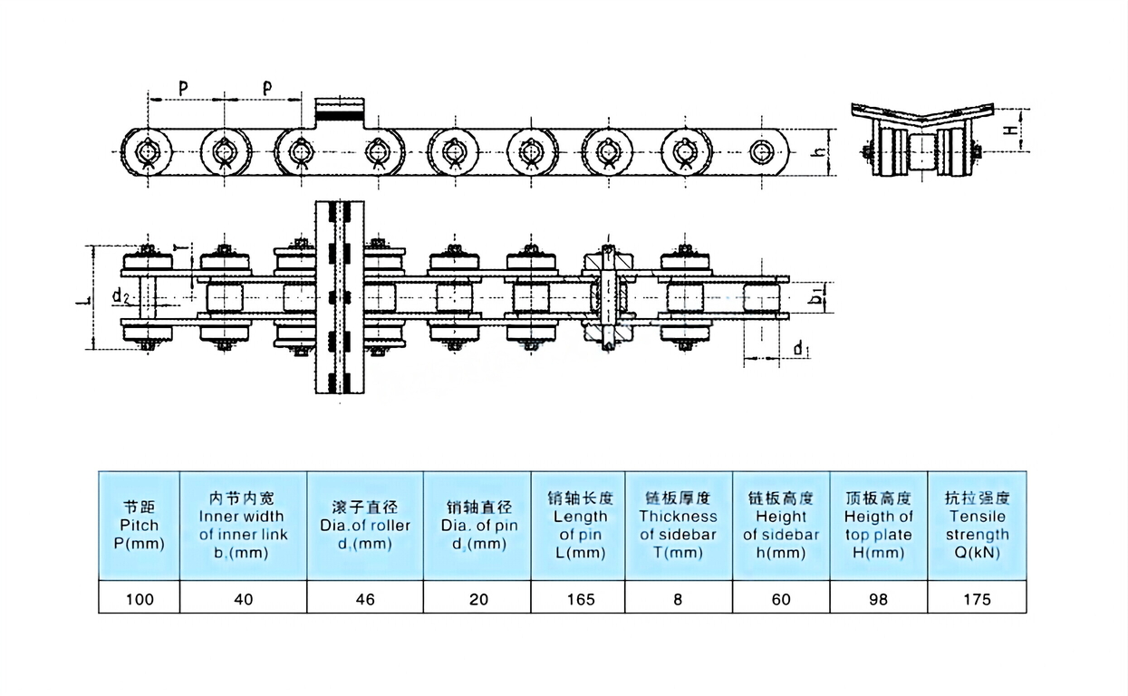 Chain-style Roll Conveyor Chains Pitch 100