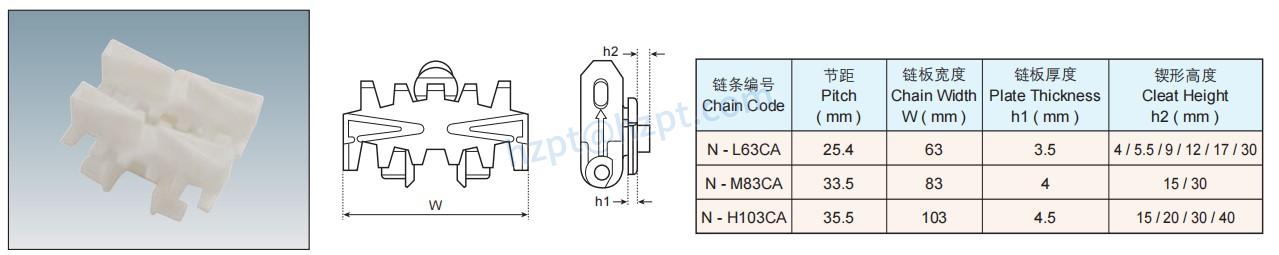 Plastic Flexible Chains  Plain Chain Cleat Chain