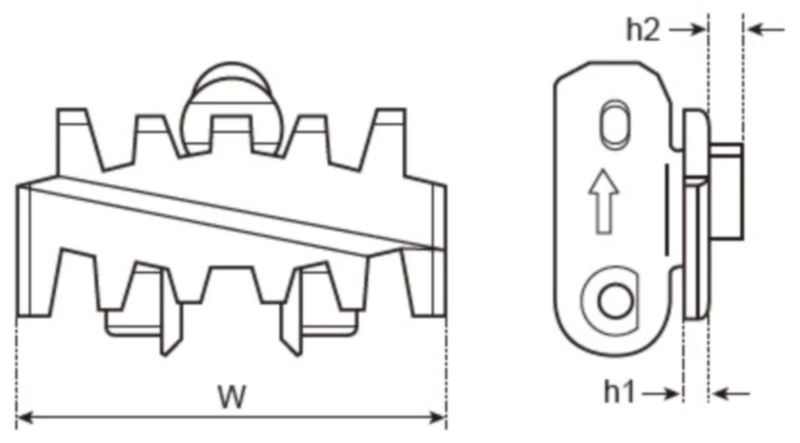 Plastic Flexible Chains Cleat Chain Type C Replacement Of System Plast N-L63CCL ( Left )
