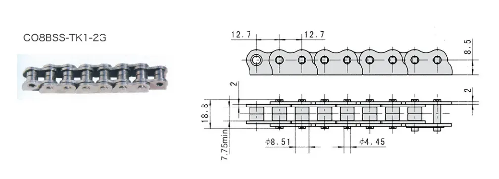 CO8BSS-TK1-2G Stainless Steel Anti-bent Chain