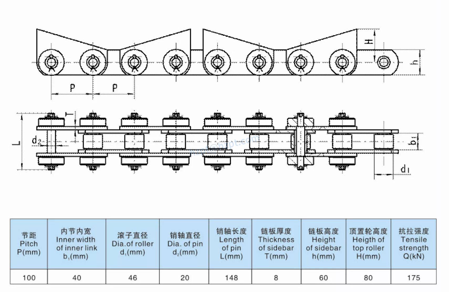 Cold Bed Chain Pitch 100