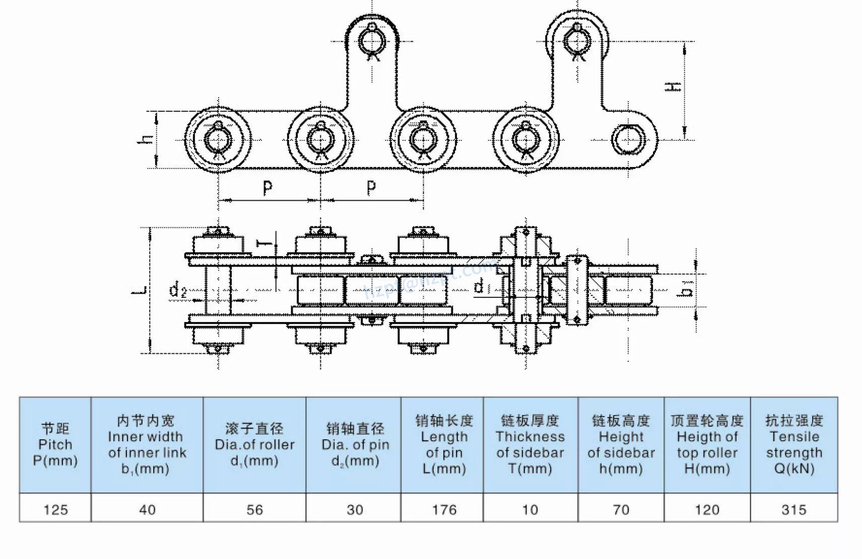 Cold Bed Chain Pitch 125