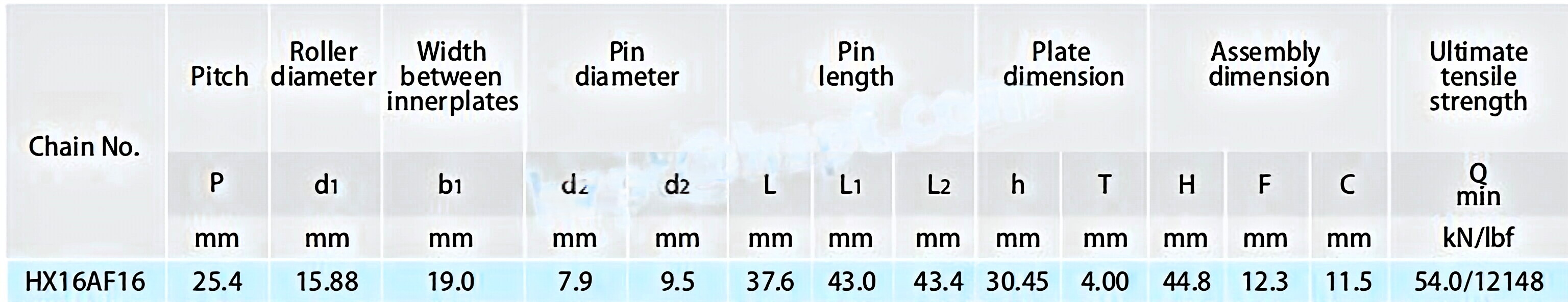 Conveyor Chains for Metal Decorating System HX16AF16