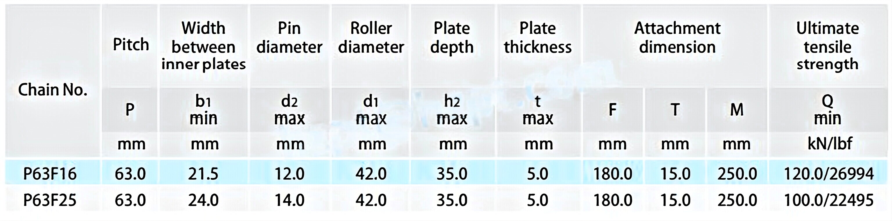 Conveyor Chains for Paper Mill 63PF2/P63F16/P63F25/P63F26