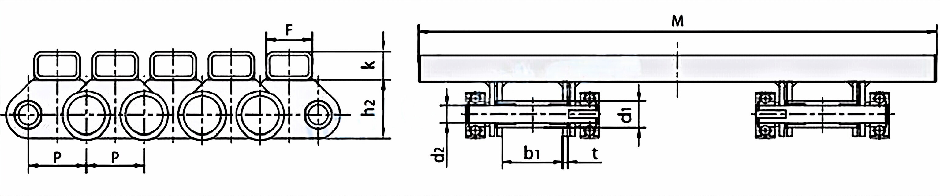 Conveyor Chains for Paper Mill 63PF2/P63F16/P63F25/P63F26