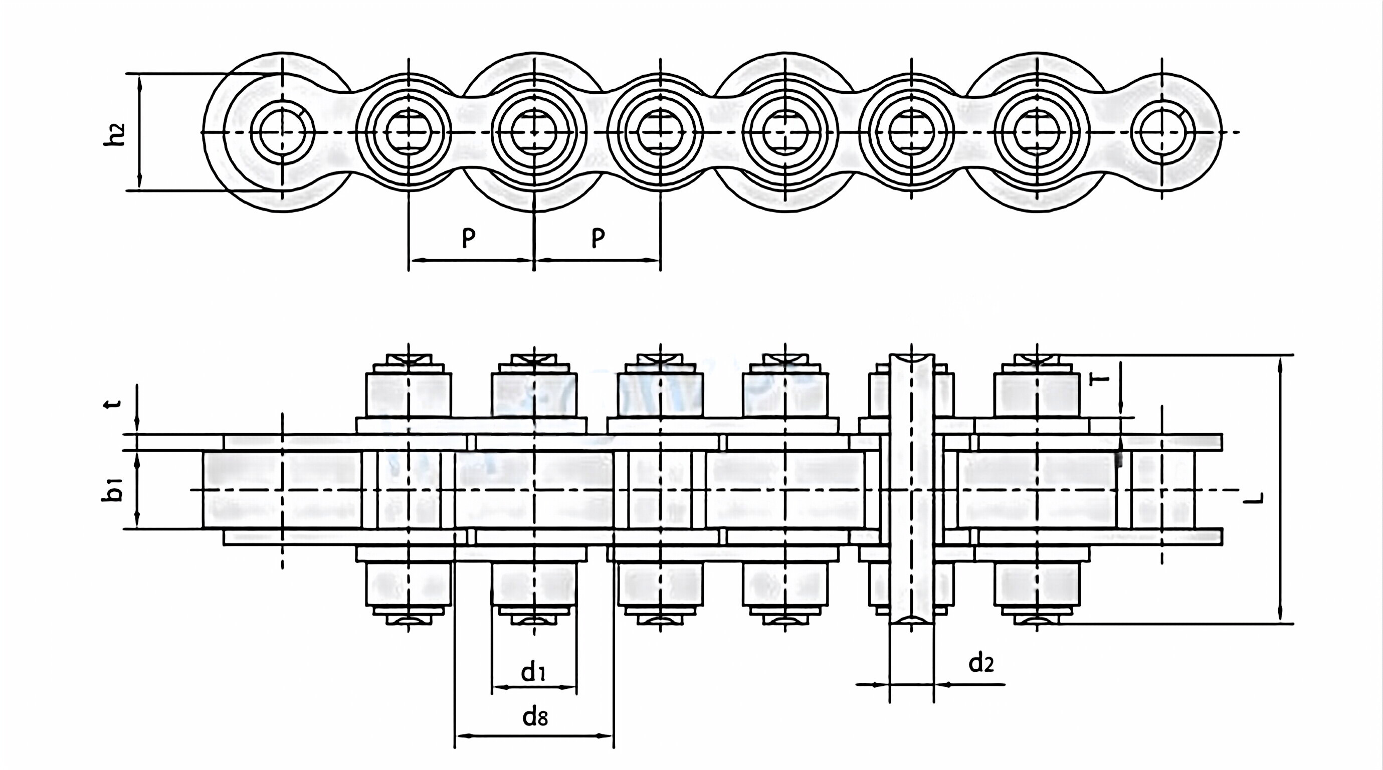 Conveyor Chains with Large Rollers 08BS-27-P16/C16 12BS 12BS-40-P28/C28