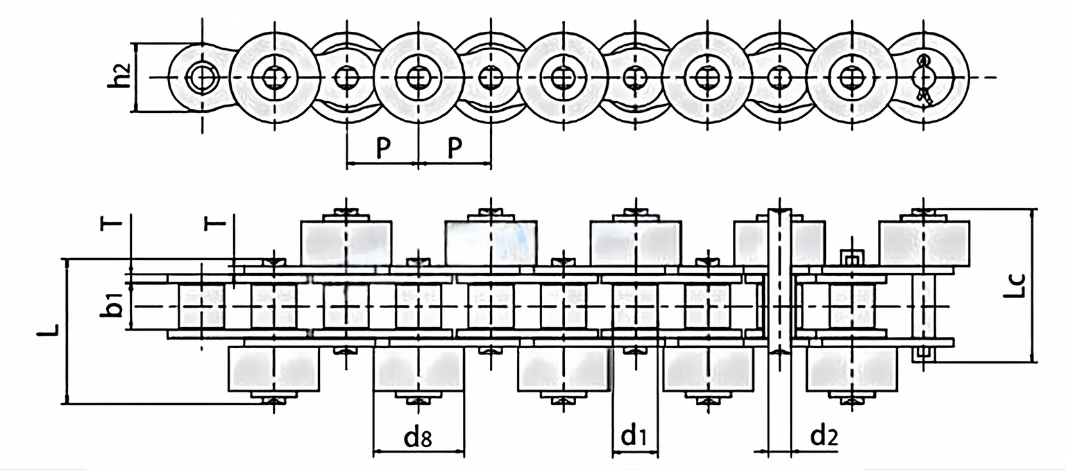 Conveyor Chains with Outboard Rollers *40S/40-PSR/50-SR-C/*60S/*80S/80S-C