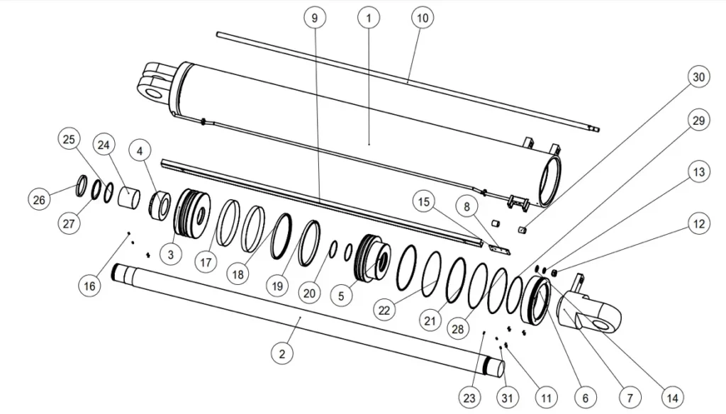 Crane Boom Anti Tilt Hydraulic Cylinder