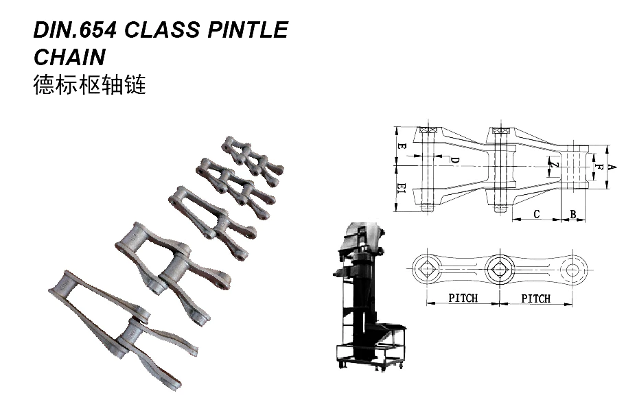 100 DIN 654 Class Pintle Chain