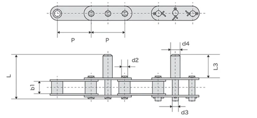 C2052F2SS Stainless Steel Double Pitch Conveyor Chain