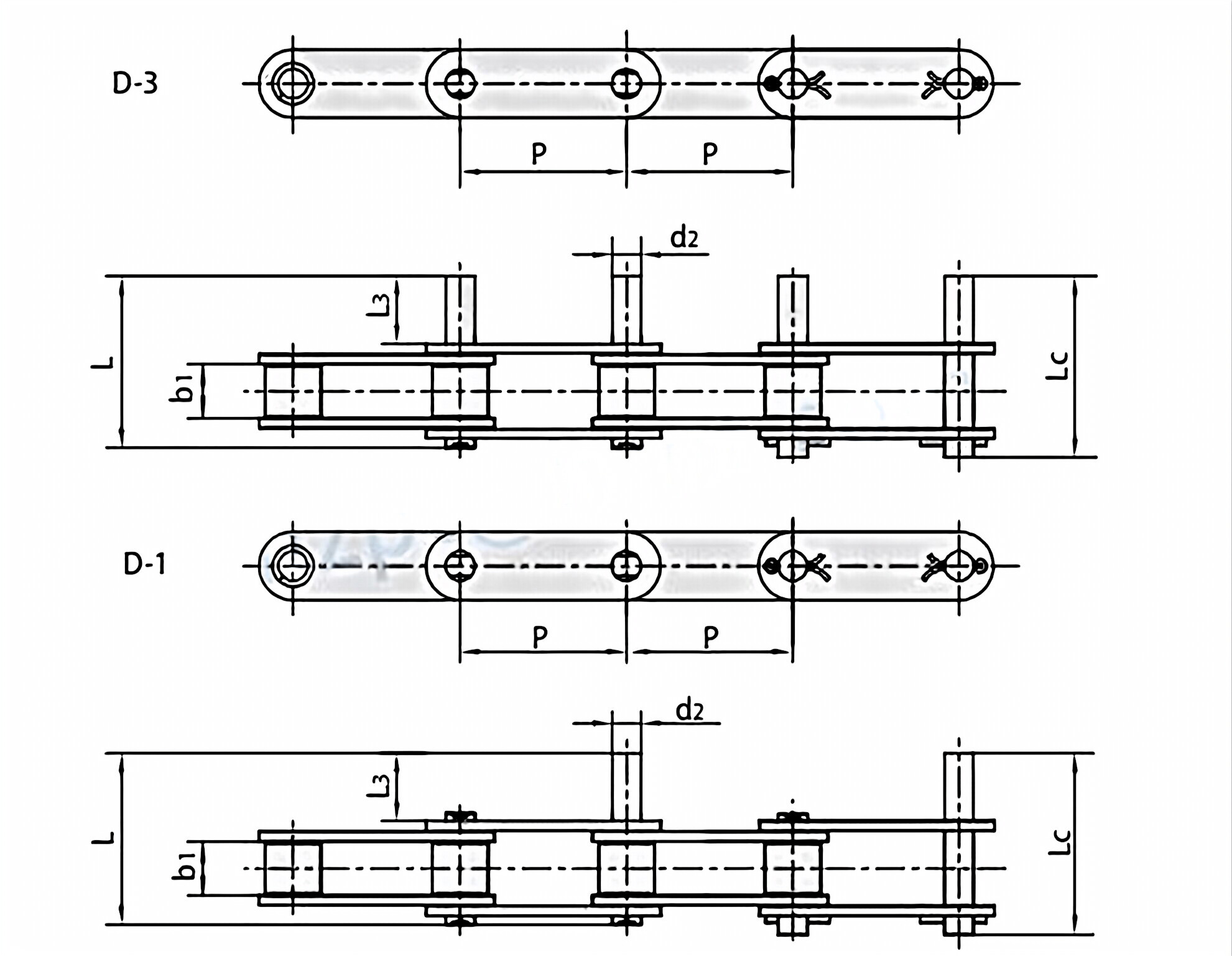 Double Pitch Conveyor Chains with Extended Pins C2040 C2042 C2050 C2052