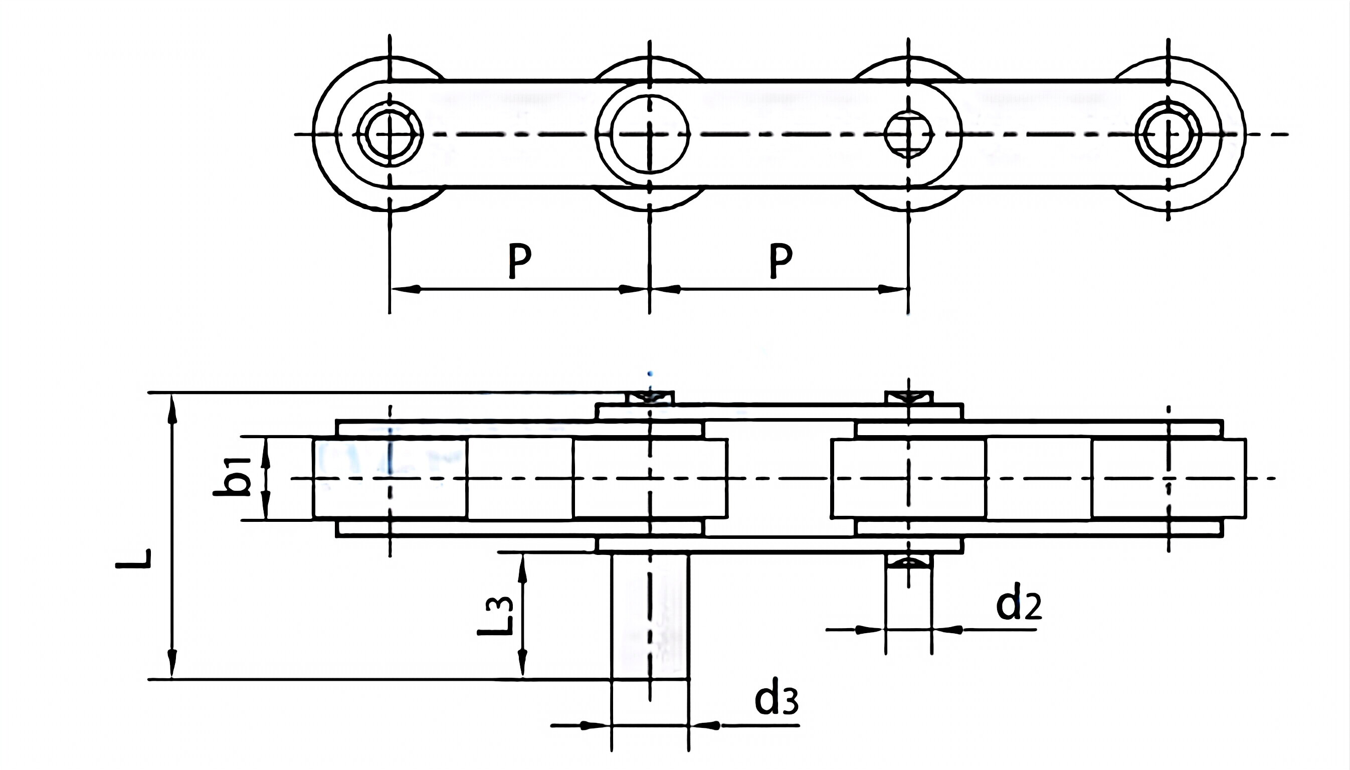 Double Pitch Conveyor Chains with Extended Pins C2052DF1 C210AF4 C2052-D4 C2050-D5 C212AHL-D4 C2062-D6