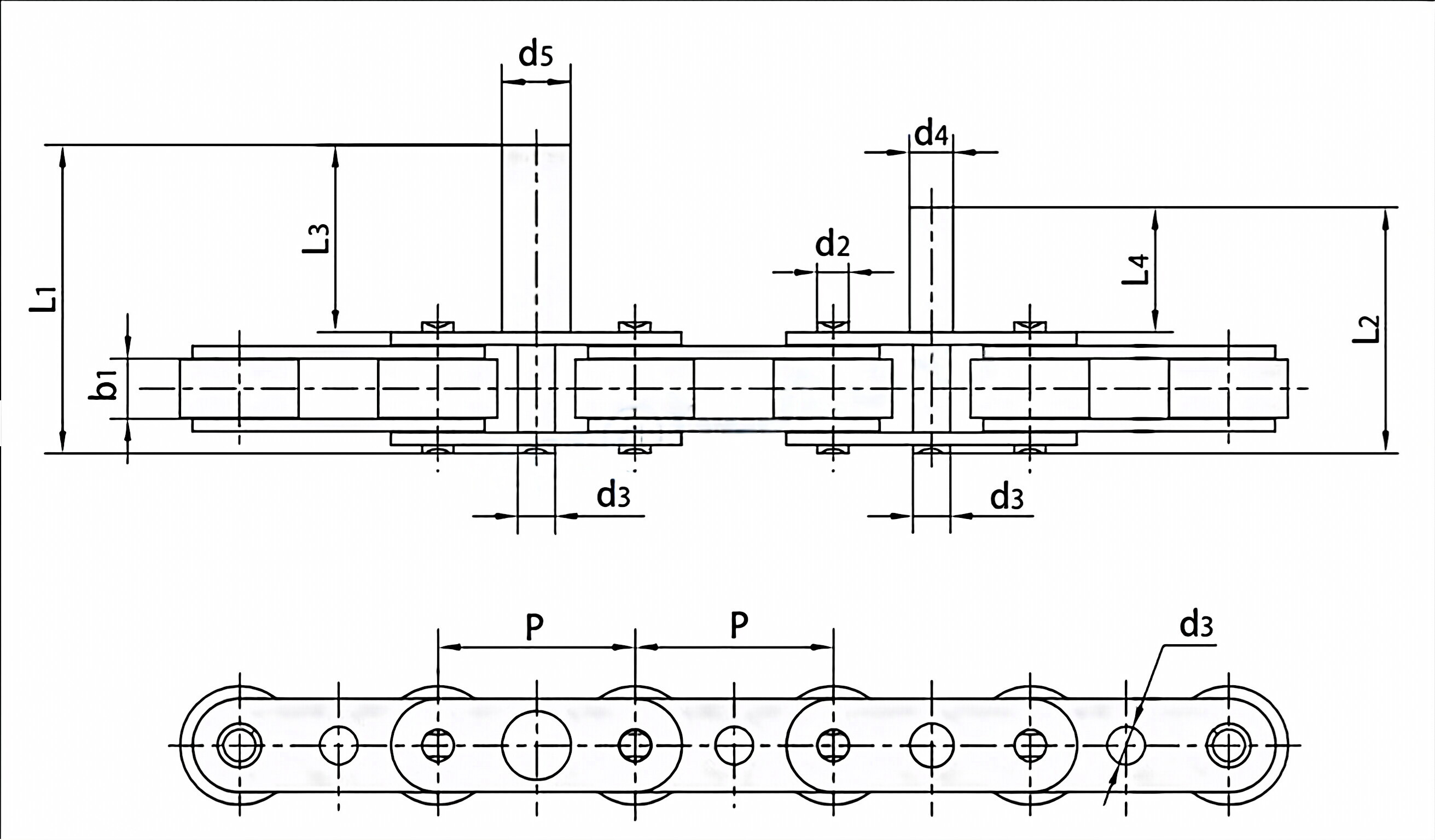 Double Pitch Conveyor Chains with Extended Pins C2052F1 C2052F11 C2050A6 C2062HF63A2F1