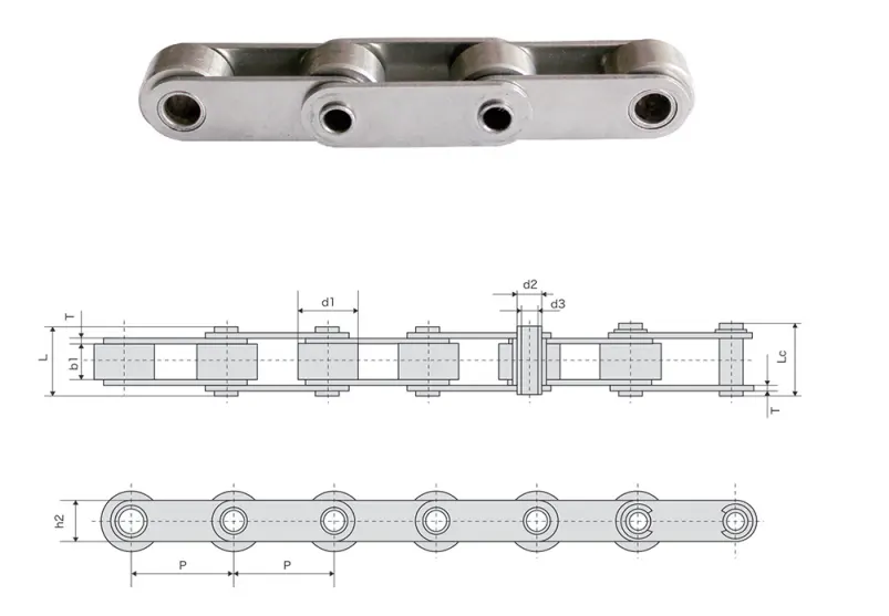 C2082HPSS Stainless Steel Double Pitch Hollow Pin Chain
