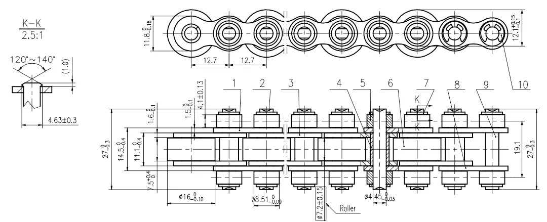 Double Plus Chain 08BS-27-S16-00 for BOSCH