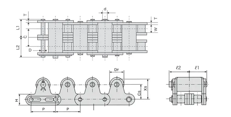 2050-2-TRSS Double Row Stainless Steel Top Roller Chain