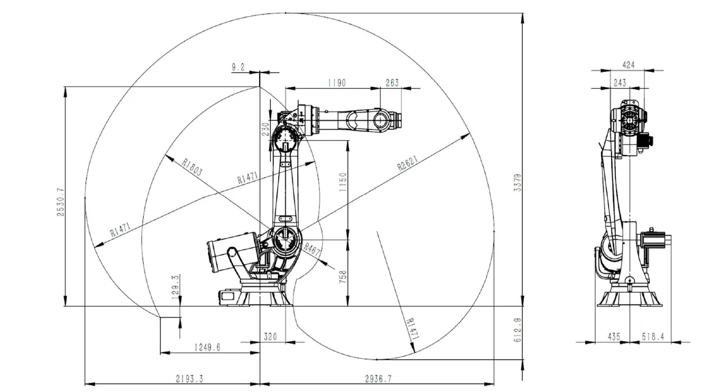 DR210-2.65 6-Axis Articulated Robotic Arm for Automation Cutting/Assembly/Handling/Marking/Grinding