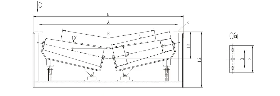 DTII Belt Conveyor Lower Taper Self-aligning for Mining Machinery