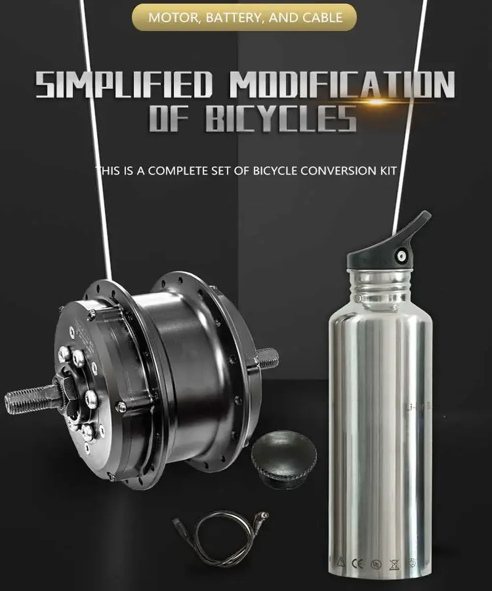Silver Rear Hub Motor Electric Bicycle Conversion Kit DIY Motor Set