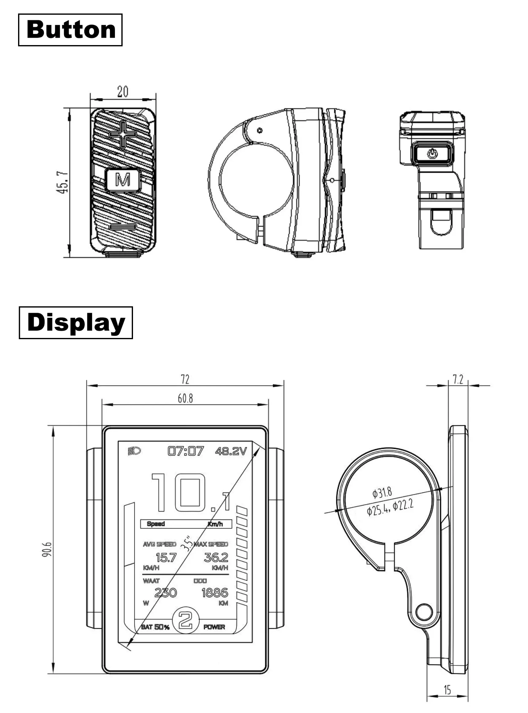 TFT350 Display For Electric Bicycle Conversion Kit