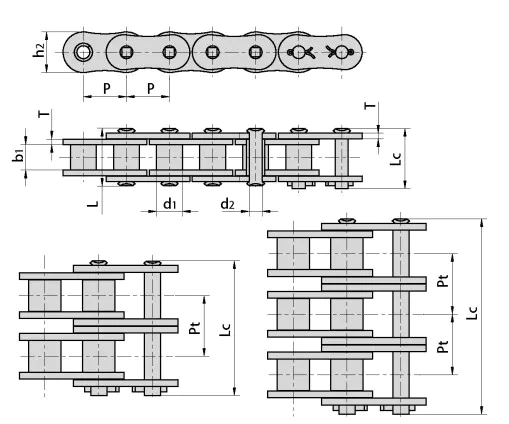 SP Series Simplex Strands Roller Chain High Strength Short Pitch