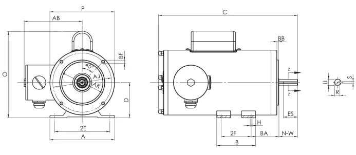 TENV Stainless Steel Washdown NEMA Motor With Single Capacitor