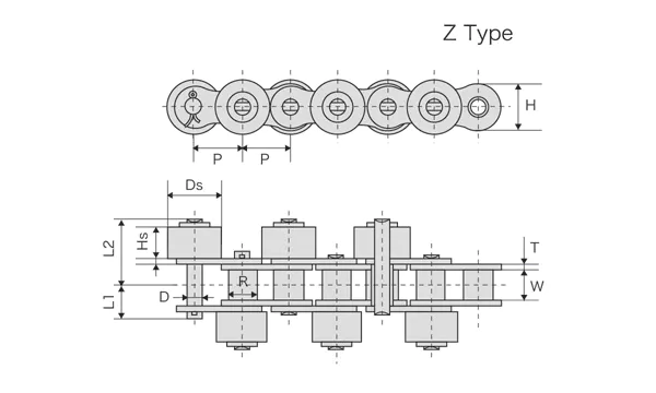 Stainless Steel Conveyor Chains With Outboard Rollers