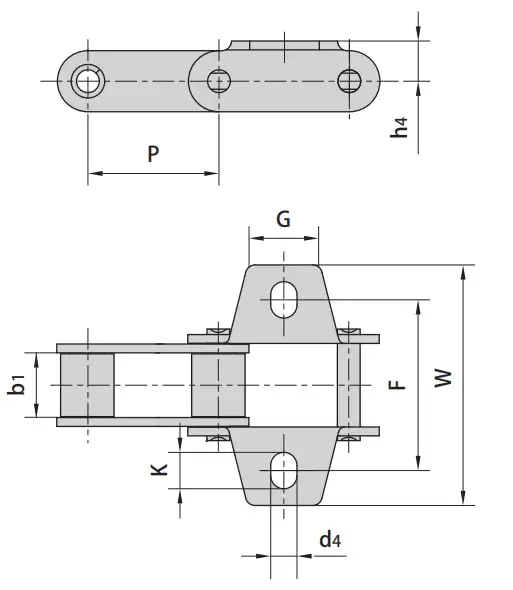 C Type Steel Agricultural Chain Attachments CA550K1 CA550K1F3 CA550F4K19F1 CA550K1F9 CA555K1