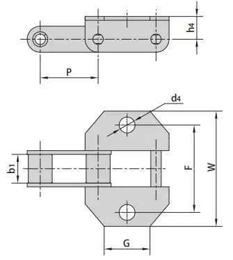 C type Steel Agricultural Chain Attachments CA550HK1 CA550VK18 CA550K18 CA550HF7K1