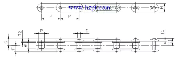 Double Pitch Roller Chain A2040 A2050 A2060 C2040 C2050 C2060H C2080H C2100H C2120H C2160H