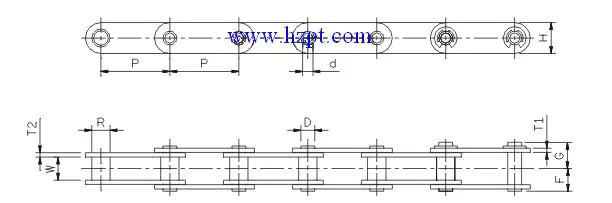 Double Pitch Hollow Pin Chain C2040HP C2050HP C2060HP C2080HP C2042HP C2052HP C2062HP C2082HP A2040HP A2050HP