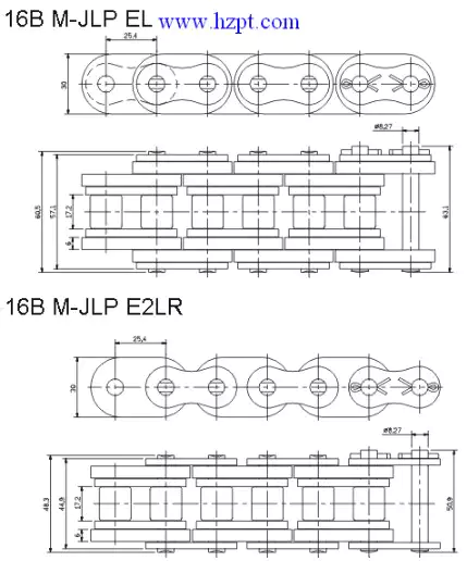 Non-Marking Chain 16B M-JLP-EL 16B M-JLP-E2LR