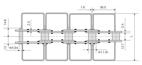 TS550SS-E Stainless Steel Table Top Plate Conveyor Chain