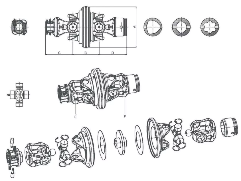 WA Series Wide Angle Joint for PTO Shaft (CV Joint)