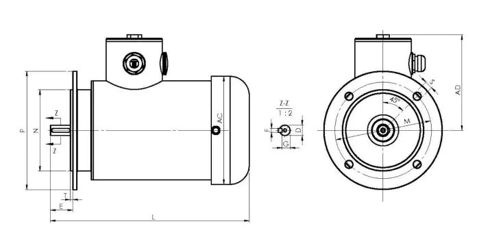 B5 Flange Mounted Stainless Steel Motor-TEFC For Food machinery
