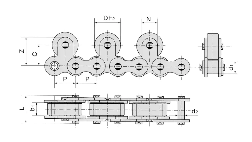 Stainless Steel Conveyor Chains With Top Rollers