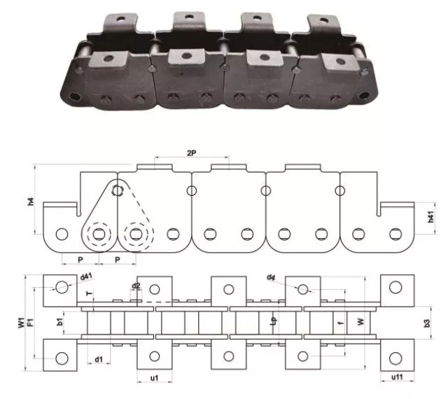 Articulated Bottom Plate Conveying Chain 12A-Tb24 P23-Tb45 16A-Tb48 16b-T32 20A-Tb45 20A-Tb51 24A-Tb65