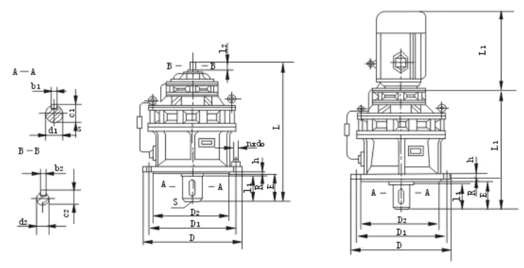 BLE XLE Series Cycloidal Gearbox Double Stage Vertical Flange-mounted
