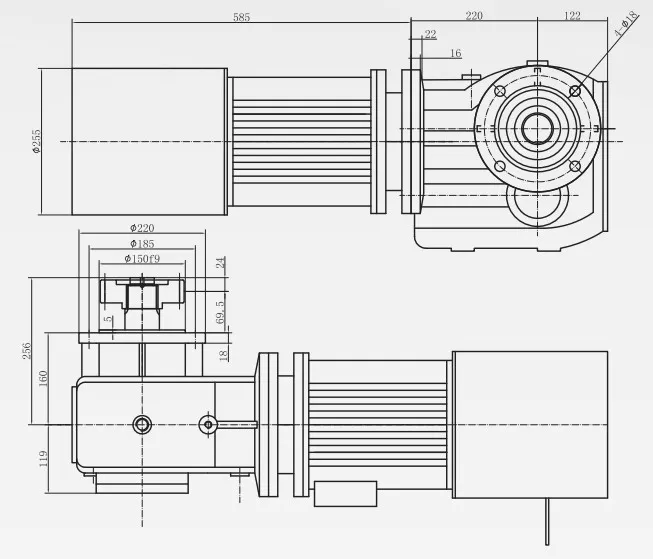 Bevel Geared Motor Gearbox for Construction Lift Elevator with Frequency Brake Motor