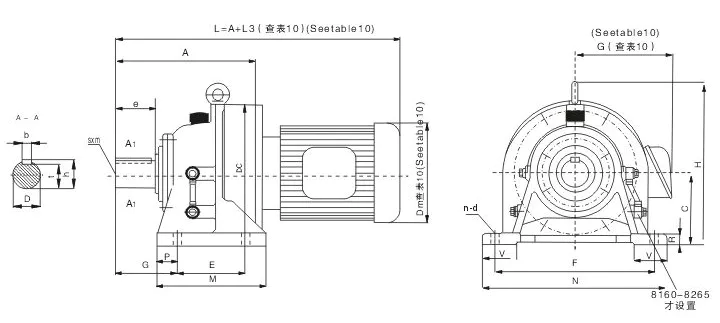 8000 Series XW Cycloidal Pinwheel Reducer Gearbox 8175-8265 Horizontal