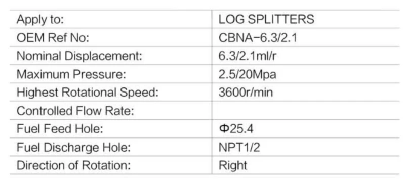 Log Splitter Pump replacement of CBNA-6.3/2.1