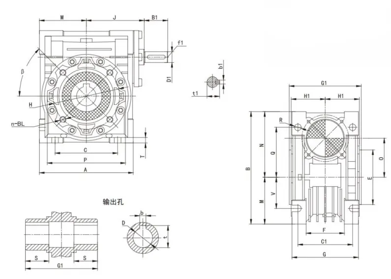RDF-NRV040 Shaft Input Small Worm Gearbox/Gear Speed Reducer